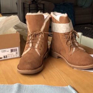 Brand new, never worn, Ties but can be rolled over to expose wool